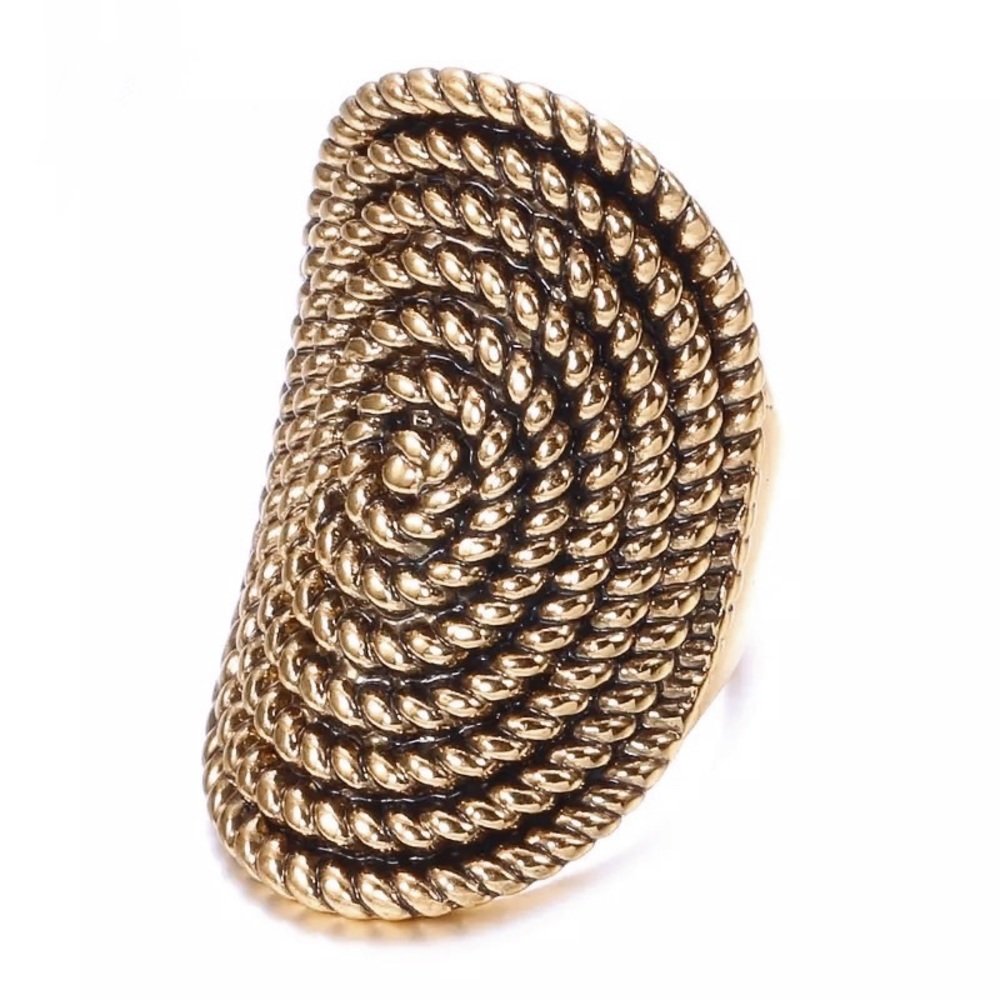 4th of JuLY SALE ONLY - Antique Gold Style Big Ring Statement Ring Size 7